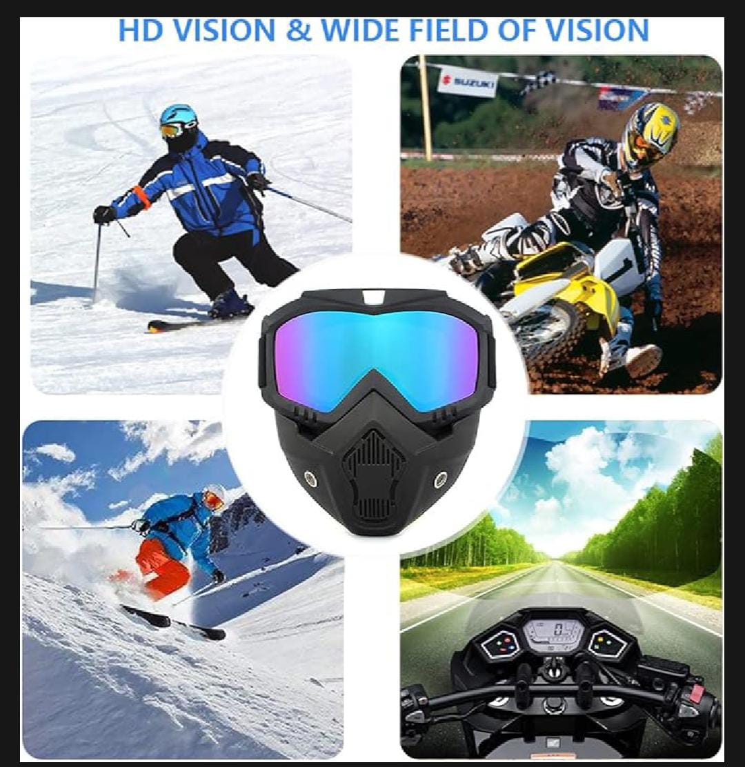 Motorbike Riding Goggles with Detachable Face Mask