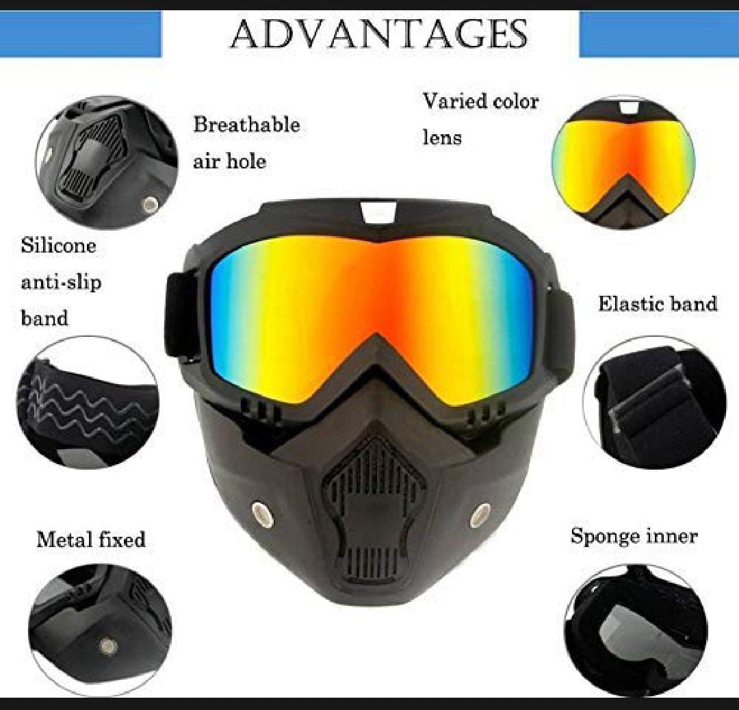 Motorbike Riding Goggles with Detachable Face Mask
