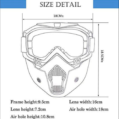 Motorbike Riding Goggles with Detachable Face Mask