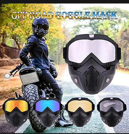 Motorbike Riding Goggles with Detachable Face Mask