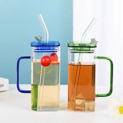 Premium Transparent Handle Mugs with Straw