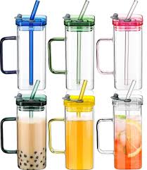 Premium Transparent Handle Mugs with Straw