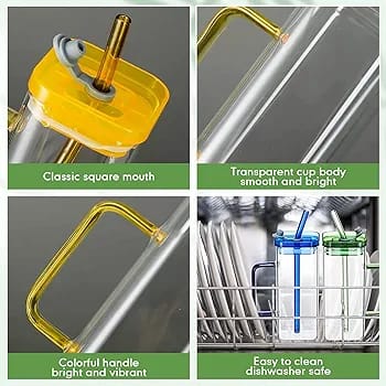 Premium Transparent Handle Mugs with Straw