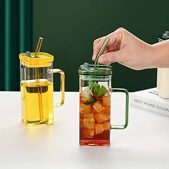Premium Transparent Handle Mugs with Straw