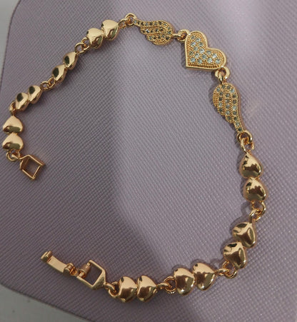 Golden Heart & Wings Bracelet – The Elegance of Love in Motion