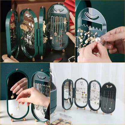 Luxury Foldable Jewelry Organizer with Mirror
