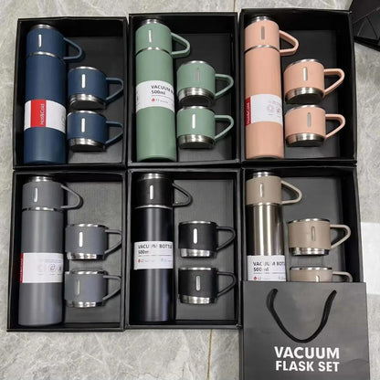 Premium Vacuum Flask Gift Set (500ml + 2 Cups)