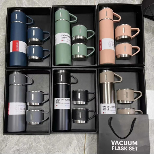 Premium Vacuum Flask Gift Set (500ml + 2 Cups)