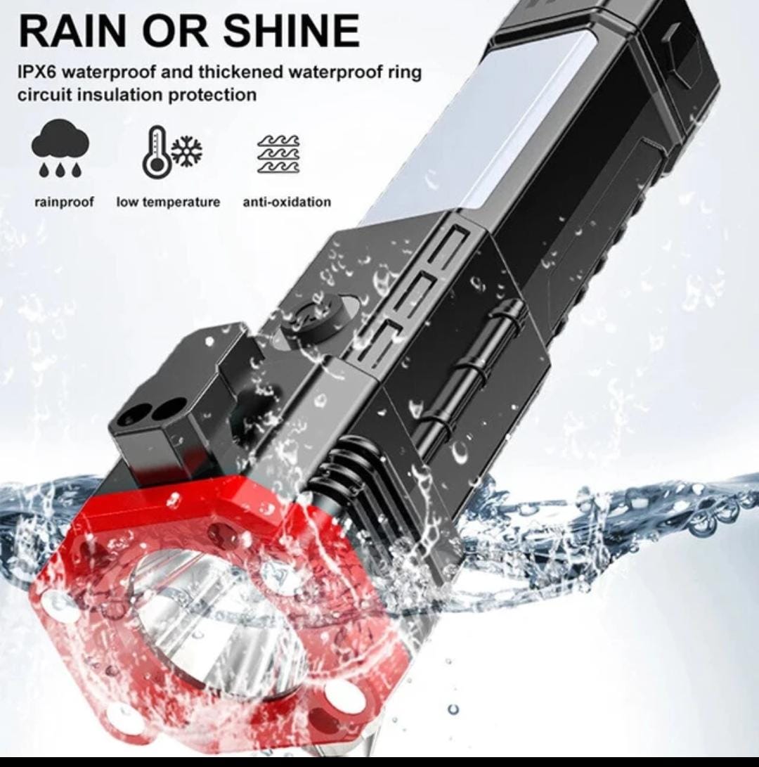 3-in-1 Tactical LED Flashlight — Power Bank | Window Hammer | Emergency Light
