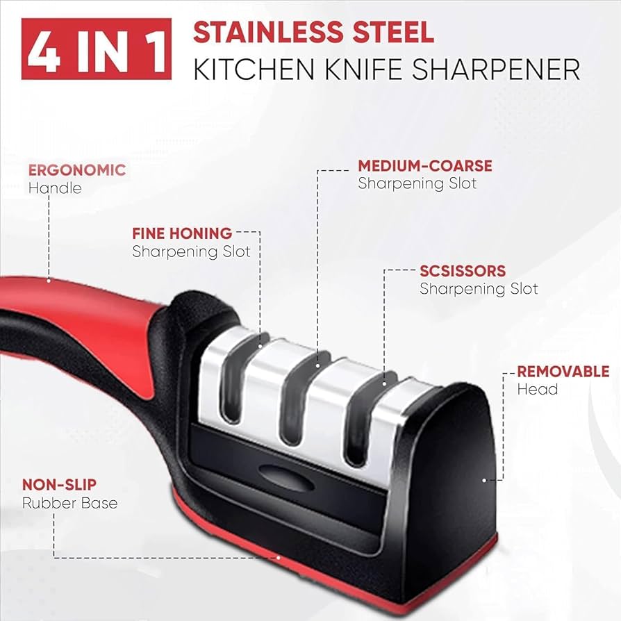4-in-1 Stainless Steel Kitchen Knife Sharpener