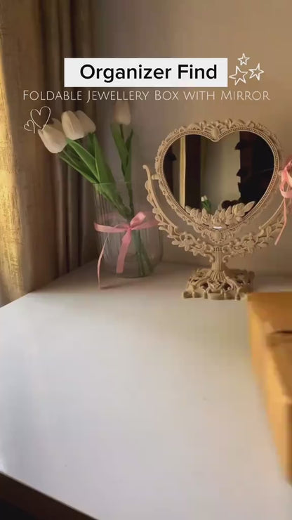Luxury Foldable Jewelry Organizer with Mirror
